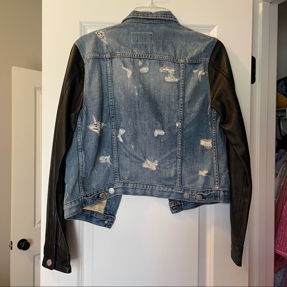 Rag and Bone denim jacket leather sleeves size xs - Picture 7 of 7